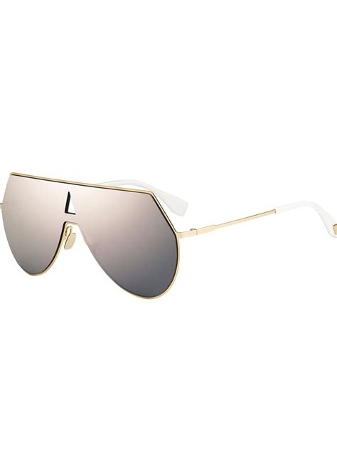 Fendi Eyeline Mitered Shield Sunglasses 